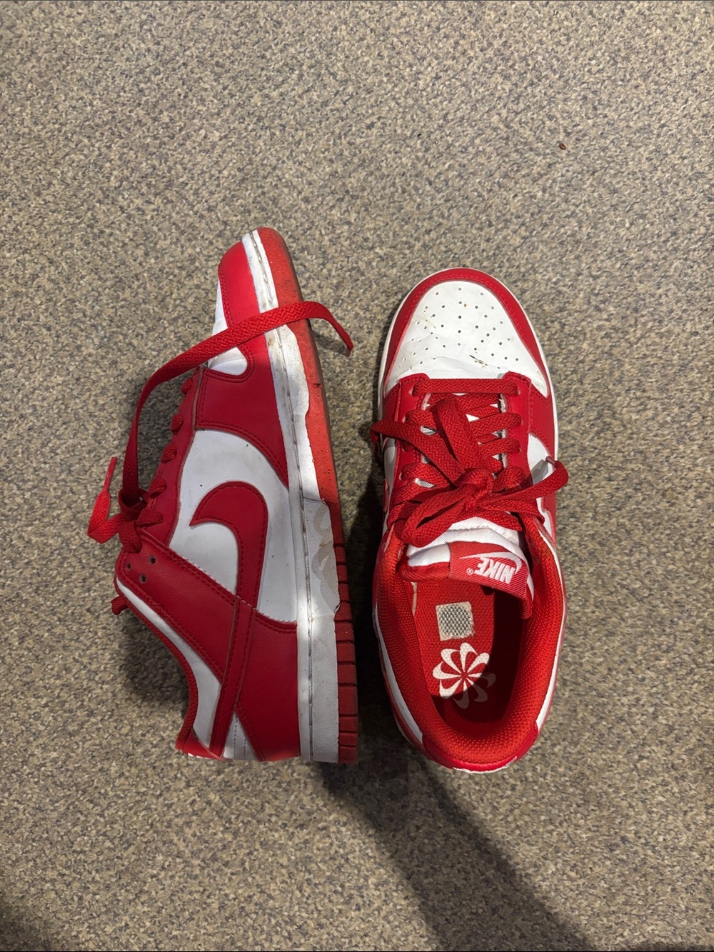 Nike Red and White Low-Top Sneakers